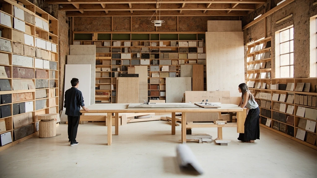 The in-house materials atelier at the Daikanyama studio, Tokyo.